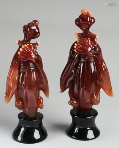 A Pair of Peking Glass Figurines