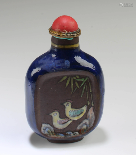 Chinese Zisha Enamel Snuff Bottle