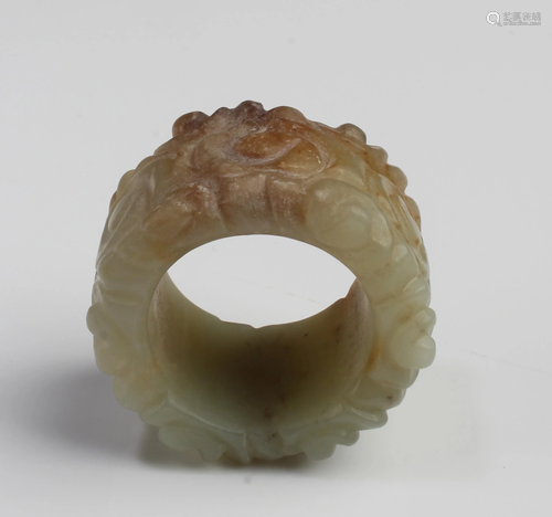 An Old Carved Jade Archer's Ring