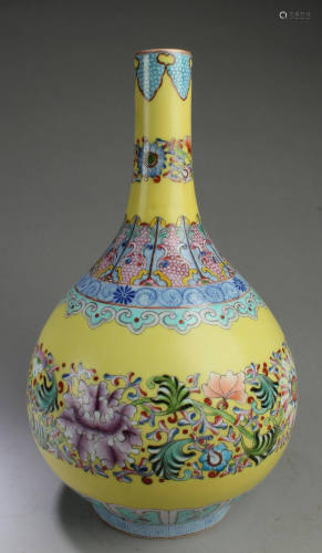 Chinese Famille Jaune Porcelain Vase