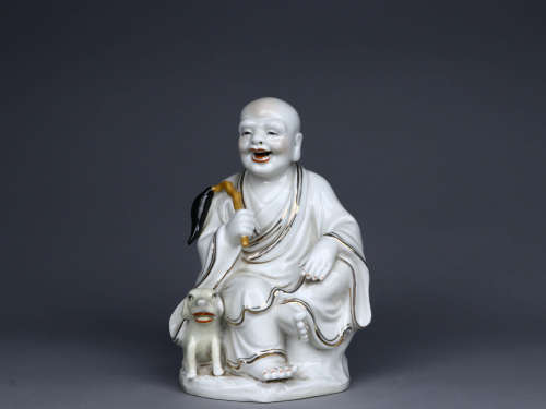 白釉罗汉像 A Chinese White Glazed Porcelain Arhat Statue