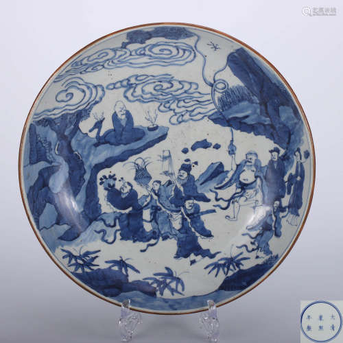 康熙青花人物纹盘 A Chinese Blue and White Figure Painted Porcelain Plate