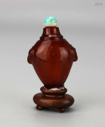 A Chinese Small Amber Snuff Bottle, Qing Dynasty