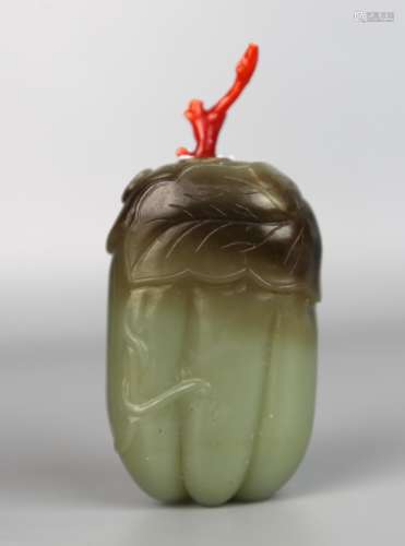 A Chinese Celadon Jade Snuff Bottle, Qing Dynasty