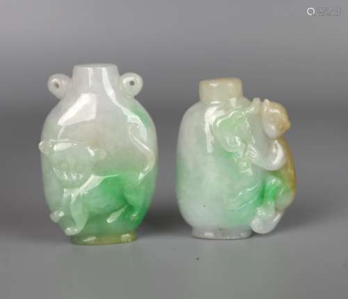 Two Chinese Jade Snuff Bottle, Qing Dynasty