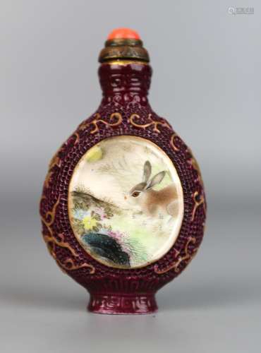 A Chinese Ruby Red Glazed Snuff Bottle, Qianlong Mark