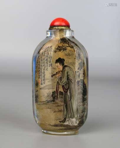 A Chinese Glass Inside Painted Snuff Bottle Painted