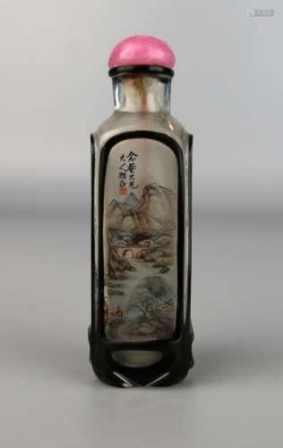 A Chinese Glass Inside Painted Snuff Bottle, Signature
