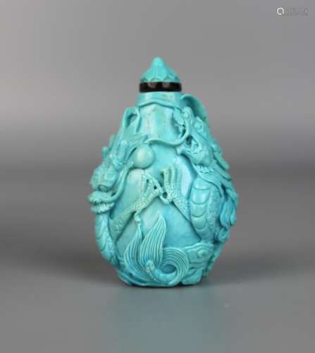 A Chinese Faux Bois Glazed Snuff Bottle, Mid Qing