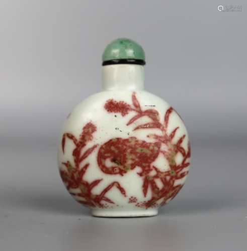 A Chinese Underglaze Red Snuff Bottle, Mid Qing Dynasty