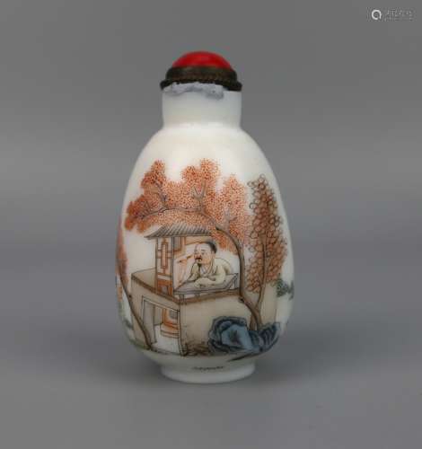 A Chinese Glass Snuff Bottle Painted in Falangcai, Late