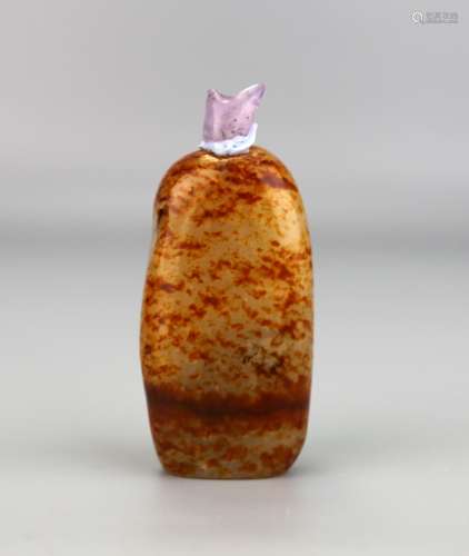 A Chinese Russet & White Jade Snuff Bottle, Qing