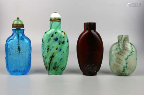 Four Chinese Glass Snuff Bottles, 19th Century