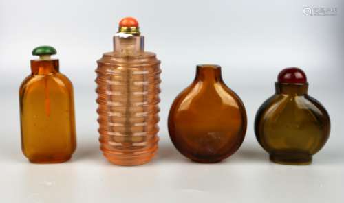 Four Glass Snuff Bottles, 19th Century
