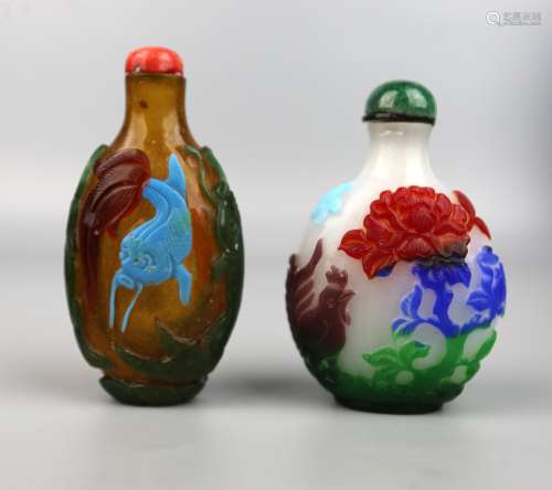 Two Chinese Glass Snuff Bottles, 19th Century