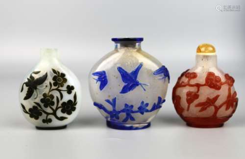 THree Chinese Glass Snuff Bottle, 18th/19th Century