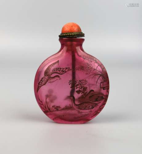 A Chinese Purple Glass Snuff Bottle, 18th Century