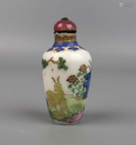 A Chinese Falangcai Snuff Bottle, 18th Century