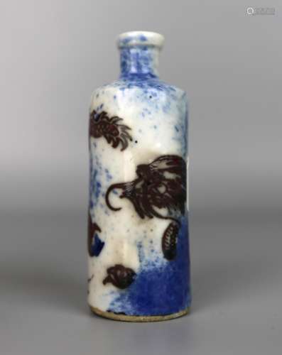 A Chinese Blue & White Underglaze Red Glazed Painted