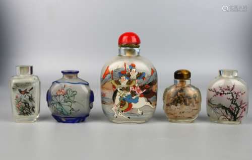 Five Chinese Inside Painted Snuff Bottles, 20th Century