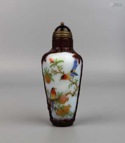 A Chinese Falangcai Snuff Bottle, Qianlong Mark,