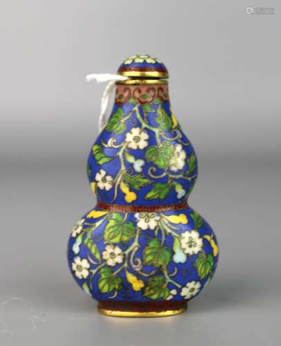 A Chinese Gourd Shaped Cloisonne Snuff Bottle, Qianlong