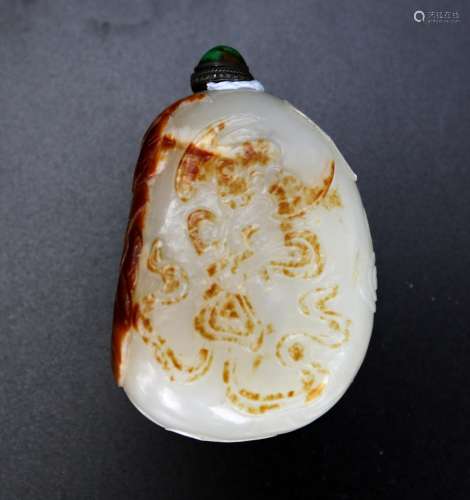 A Chinese Jade Russet Snuff Bottle, Pebble Material,