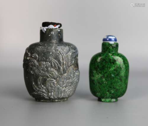 Two Chinese Jade Snuff Bottles, Qing Dynasty
