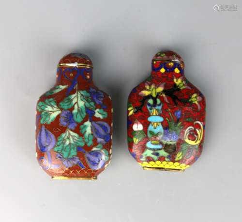 Two Chinese Cloisonne Snuff Bottles, Qing Dynasty