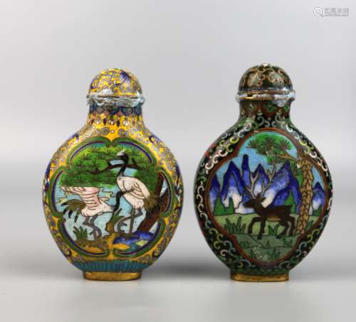 Two Chinese Coisonne Snuff Bottles, Qing Dynasty,