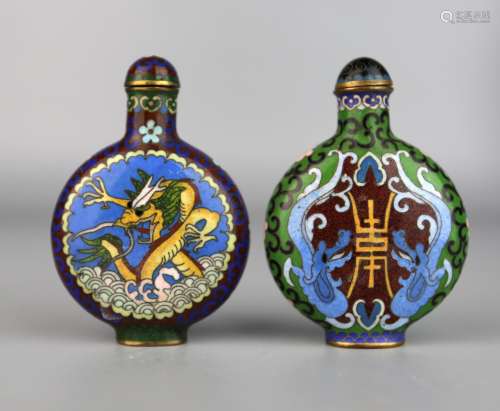 Two Chinese Cloisonne Snuff Bottles, Qing Dynasty