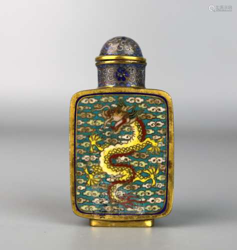 A Chinese Cloisonne Dragon Snuff Bottle, Qianlong Mark
