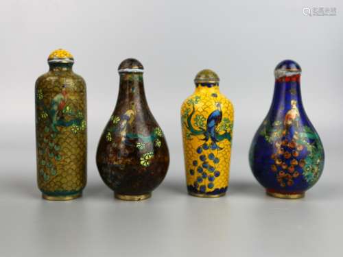Four Chinese Cloisonne Snuff Bottles,