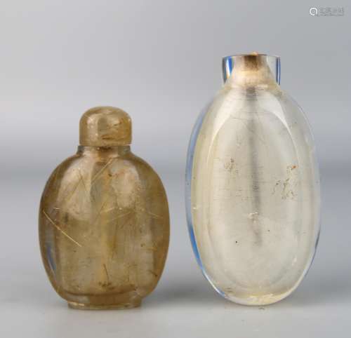 Two Chinese Crystal Snuff Bottle, Qing Dynasty