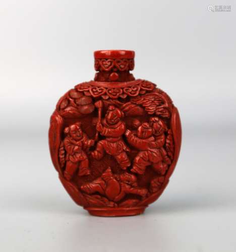 A Chinese Lacquer Snuff Bottle, 18th Century, Imperial