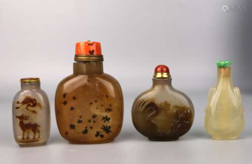 Four Agate Snuff Bottle, Qing Dynasty