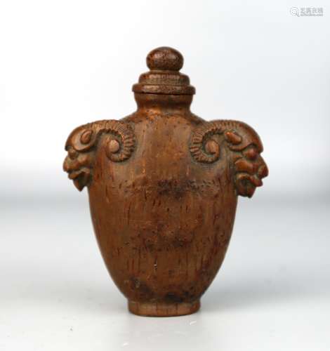 A Chinese Bamboo Carved Snuff Bottle, Qing Dynasty