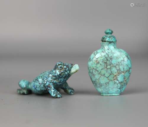 Two Chinese Turquoise Snuff bottles, Qing Dynasty