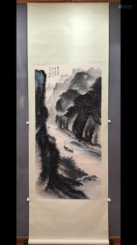 黎雄才 A Chinese Landscape Painting, Li Xiongcai Mark