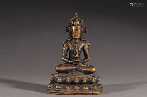 铜胎无量寿佛造像 A Chinese Copper Statue of Amitayus Buddha