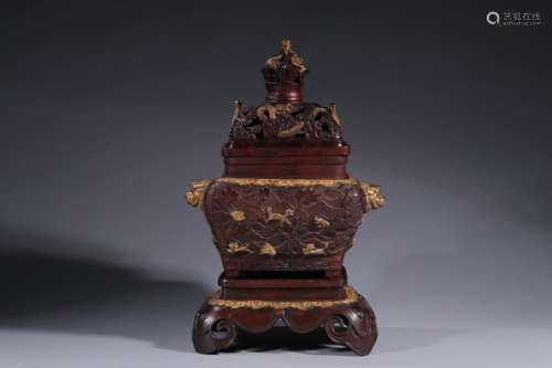 沉香龙纹熏香炉 A Chinese Dragon Pattern Eaglewood Incense Burner