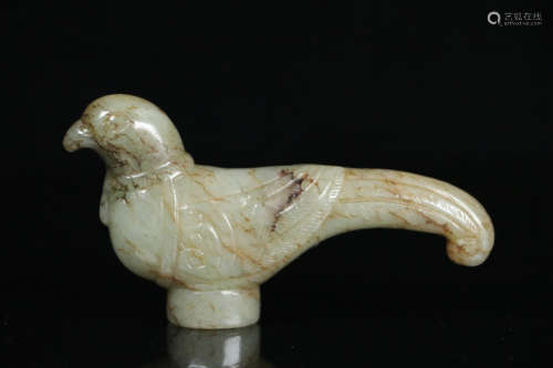 和田玉灵鸟仗首 A Chinese Carved Hetian Jade Walking stick's Top