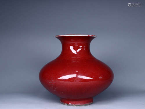 均红釉赏瓶 A Chinese Jun Red Glazed Porcelain Vase