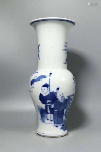 青花人物花觚 A Chinese Blue and White Figure Painted Porcelain Flower Vase