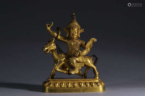 鎏金护法造像 A Chinese Gilding Bronze Statue of Dhammapala