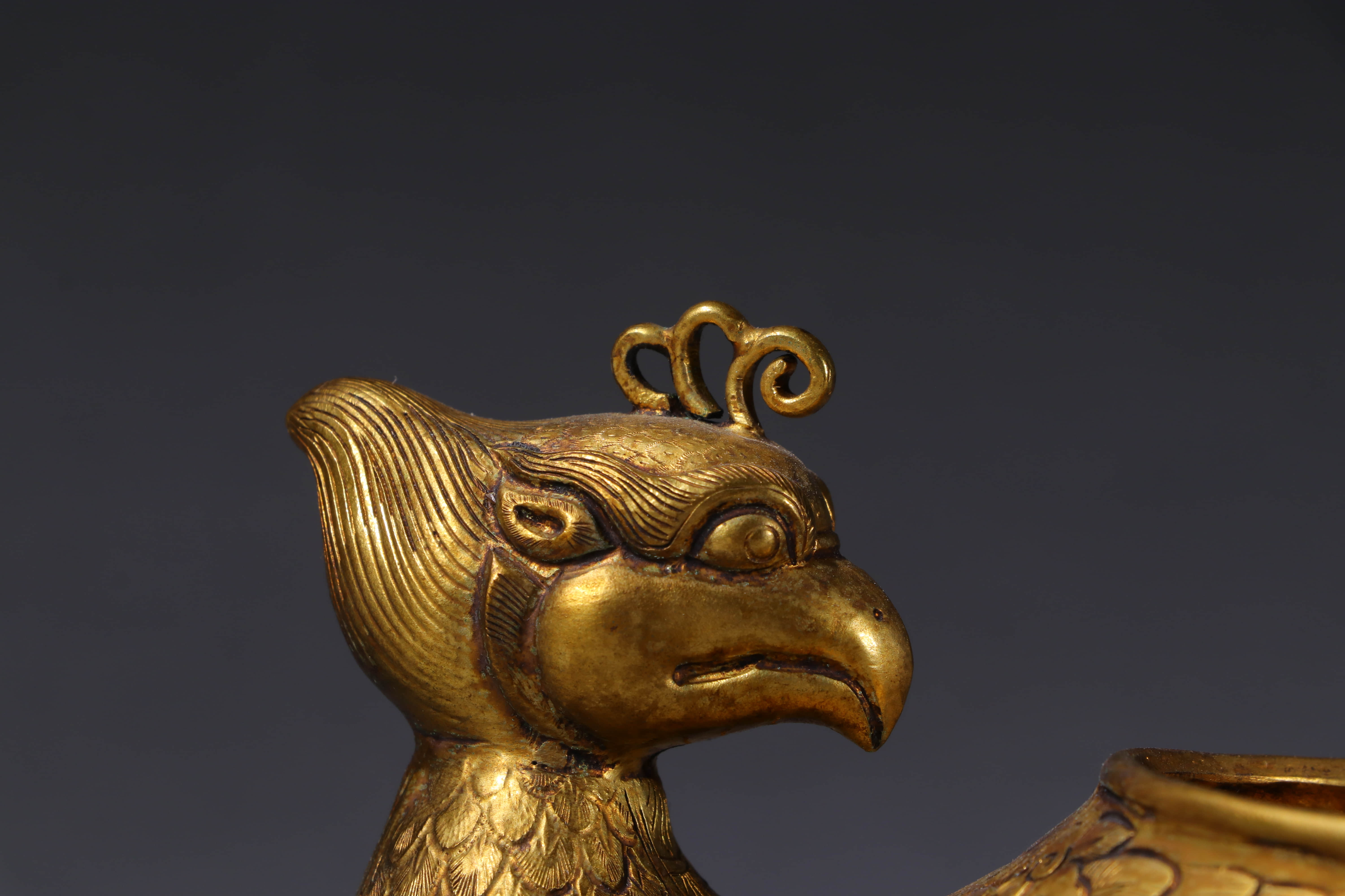 鎏金凤纹笔洗 a chinese gilding bronze phoenix pattern brush