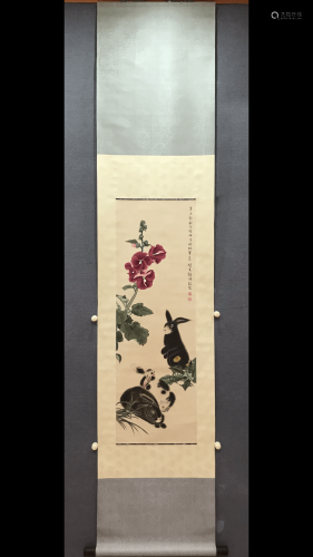 钟质夫 A Chinese Flower&Bird Pattern Painting, Zhong Zhifu Mark