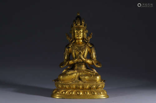 鎏金无量寿佛造像 A Chinese Gilding Bronze Statue of Amitayus Buddha