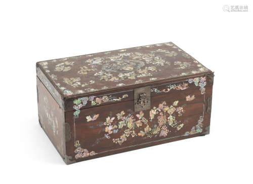 A mother-of-pearl inlaid rosewood document box 18th/19th century