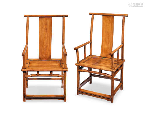 A pair of Ming-style rosewood armchairs 20th century